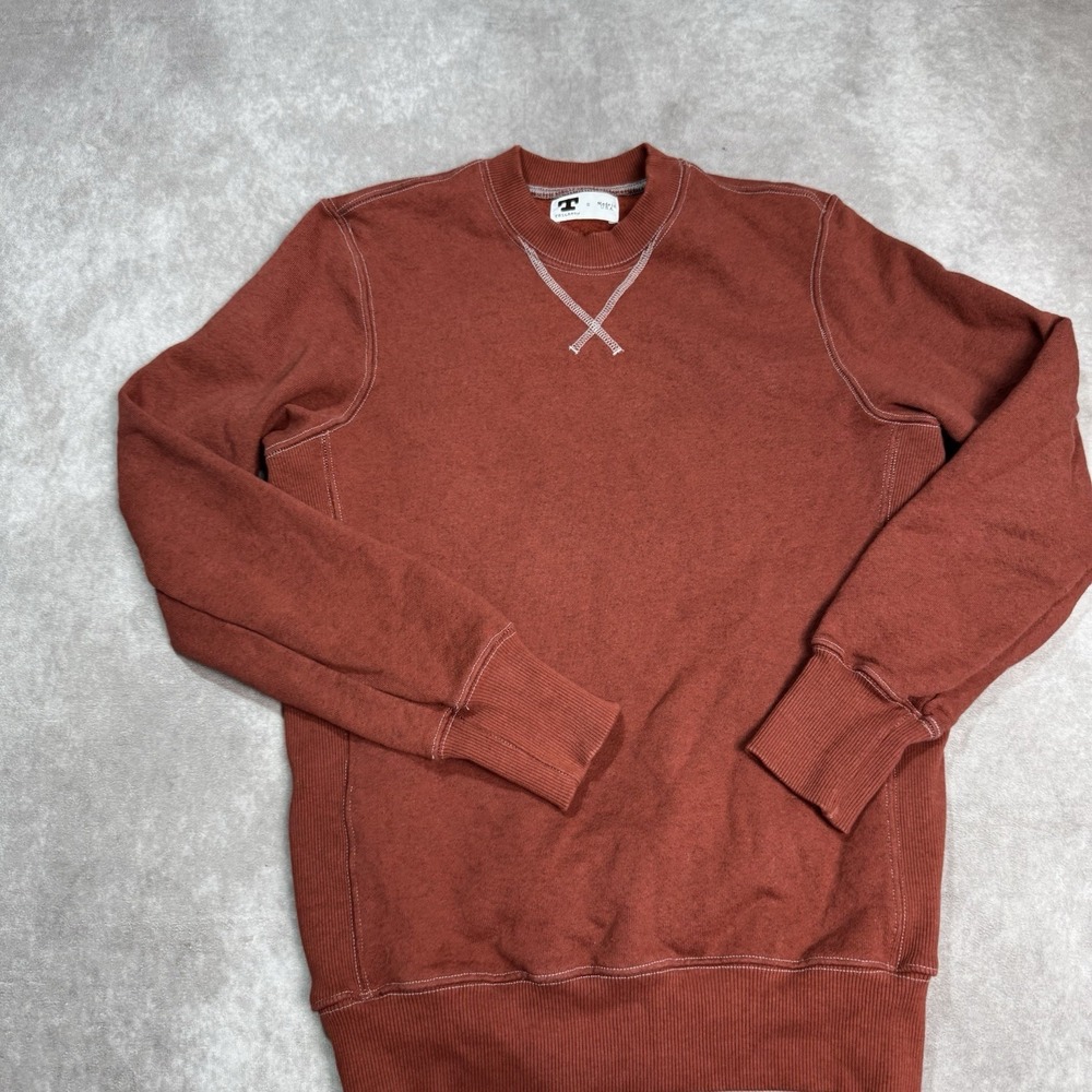 Tellason Brick Red Crewneck Sweatshirt Size Small USA Heavyweight Pullover